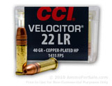 50 Rounds of 40gr CPHP .22 LR Ammo by CCI image}}