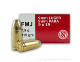 1000 Rounds of 115gr FMJ 9mm Ammo by Sellier & Bellot image
