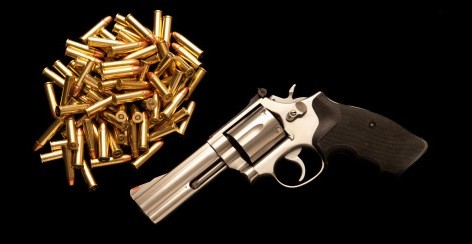.357 Magnum and Ammo 357 magnum revolver with several rounds of ammunition